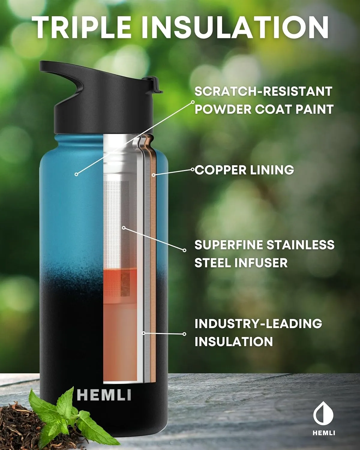 32 oz Insulated Tea Tumbler Bottle with Infuser, Travel Mugs
