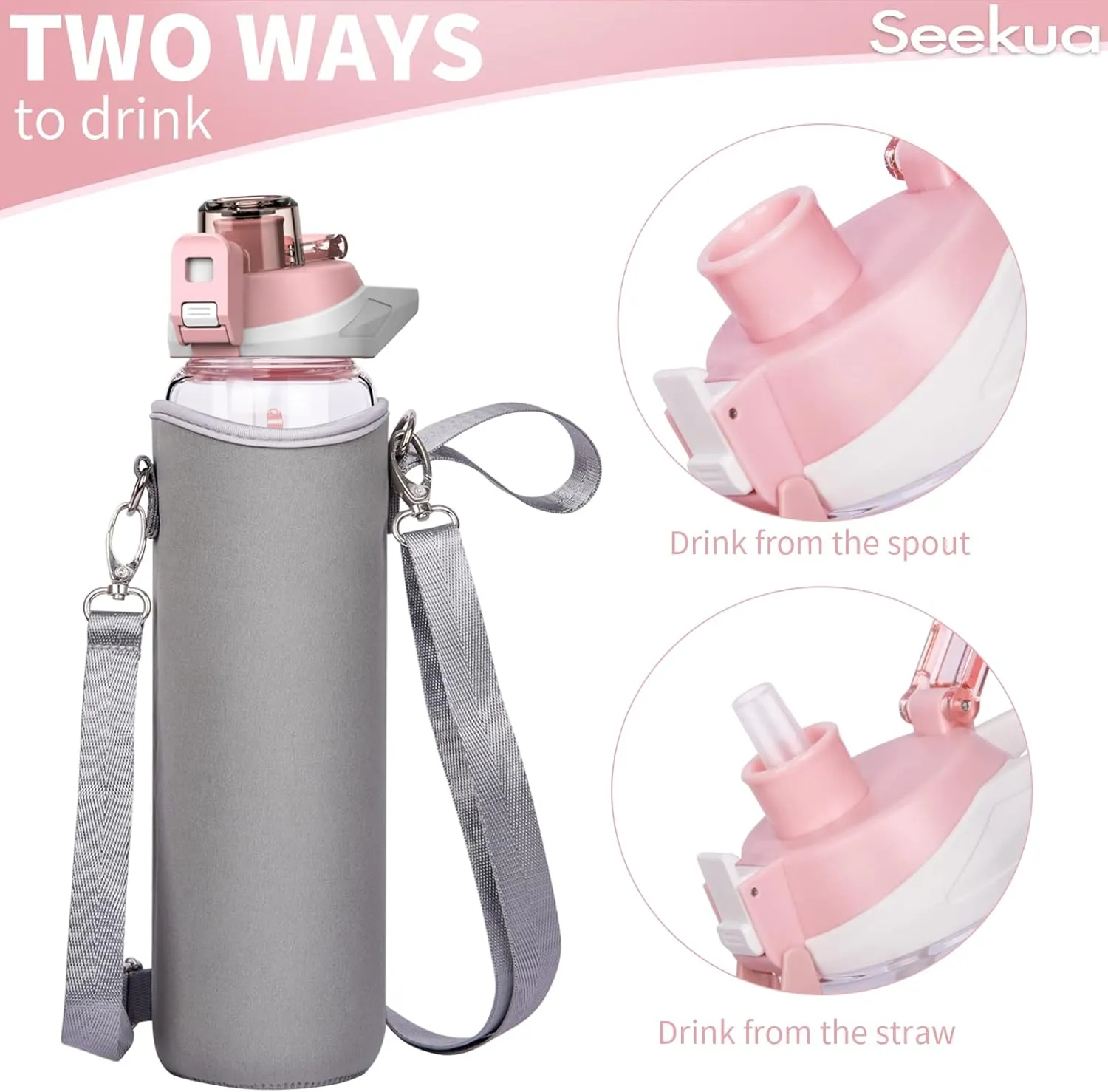 32 oz Sports Glass Water Bottle with Straw and Time Marker, Large Resuable Motivational Glass Drinking Bottle for Infused Water, Fruit, Smoothie, Coffee