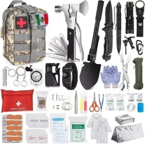 325 Pieces Survival First Aid Kit, Professional Survival Kit with Tactical Molle Pouch and Emergency Tent, Emergency Kit for Earthquakes, Outdoor Adventures, Camping, Hiking, Hunting