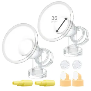 36 mm Extra Extra Large Flagne w/Valve and Membrane for Spectra Breast Pumps S1, S2, M1, Spectra 9; Narrow (Standard) Bottle Neck; Made by Maymom