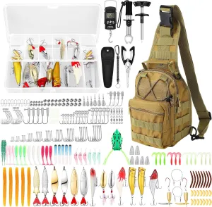 393 Pcs Fishing Tool Kit with Backpack, Tackle Boxes, Pliers, Bait Lure, Gear, Fish Hook Remover for Men, Women, Outdoor