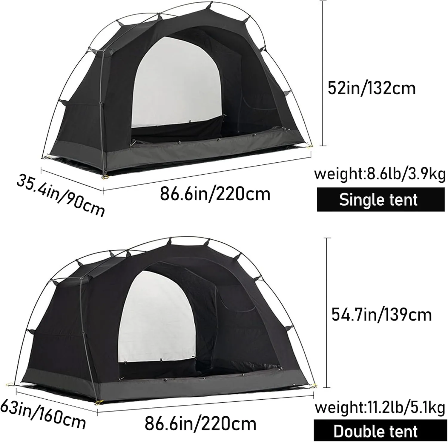 3F UL Gear 1/2 Person Outdoor Ultralight Camping Self-Supporting Kangaroo Tent TC Cotton Fabric Waterproof and Moisture-Proof Tents for Camping, Hiking, Backpacking Four-Season Application