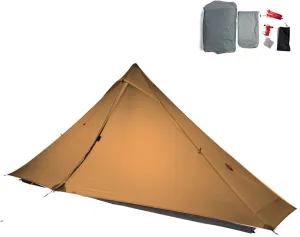 3FULGEAR Lanshan1 Pro Outdoor Ultralight Camping Tent for 1 Person 3/4 Season Professional 20D Nylon Double Sided Silicone Tent, Camping, Trekking, Kayaking, Climbing, Hiking