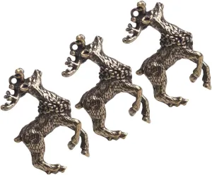 3pcs Vintage Brass Deer Keychain Pendants Delicate DIY Decor Ornaments for Crafting for Keychains Bag Charms Detailed Design for Unique Handicrafts