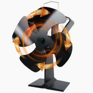4 Blades Heat Powered Stove Fireplace Fan for Home Wood Log Burning Fireplace Circulating Warm Air Saving Fuel Efficiently
