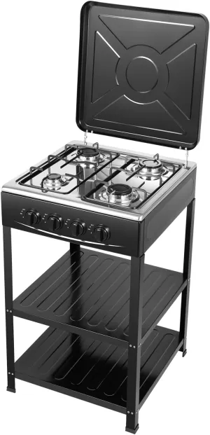 4 Burner Gas Stove,Portable Propane Stove,Camping Stove with Support Leg Stand and Wind Blocking Cover,Freestanding Gas Stove for RV Apartment Outdoor Cooking