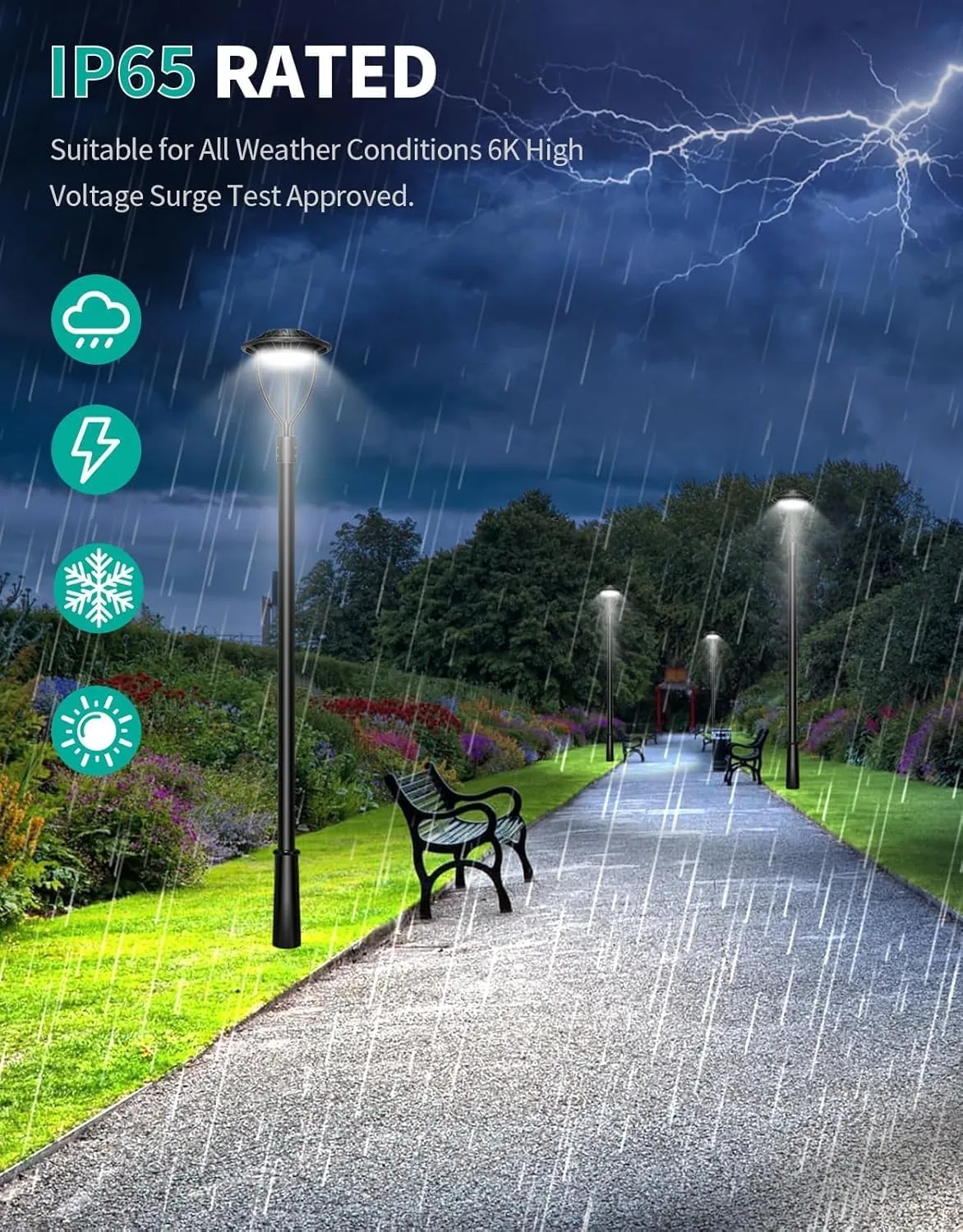 4 Pack LED Post Top Light ETL DLC Listed 150W 120W 90W Adjustable Outdoor Pole Lights with Photocell IP65 Waterproof Post LED Fixture 5000K for Garden Yard Street Lighting
