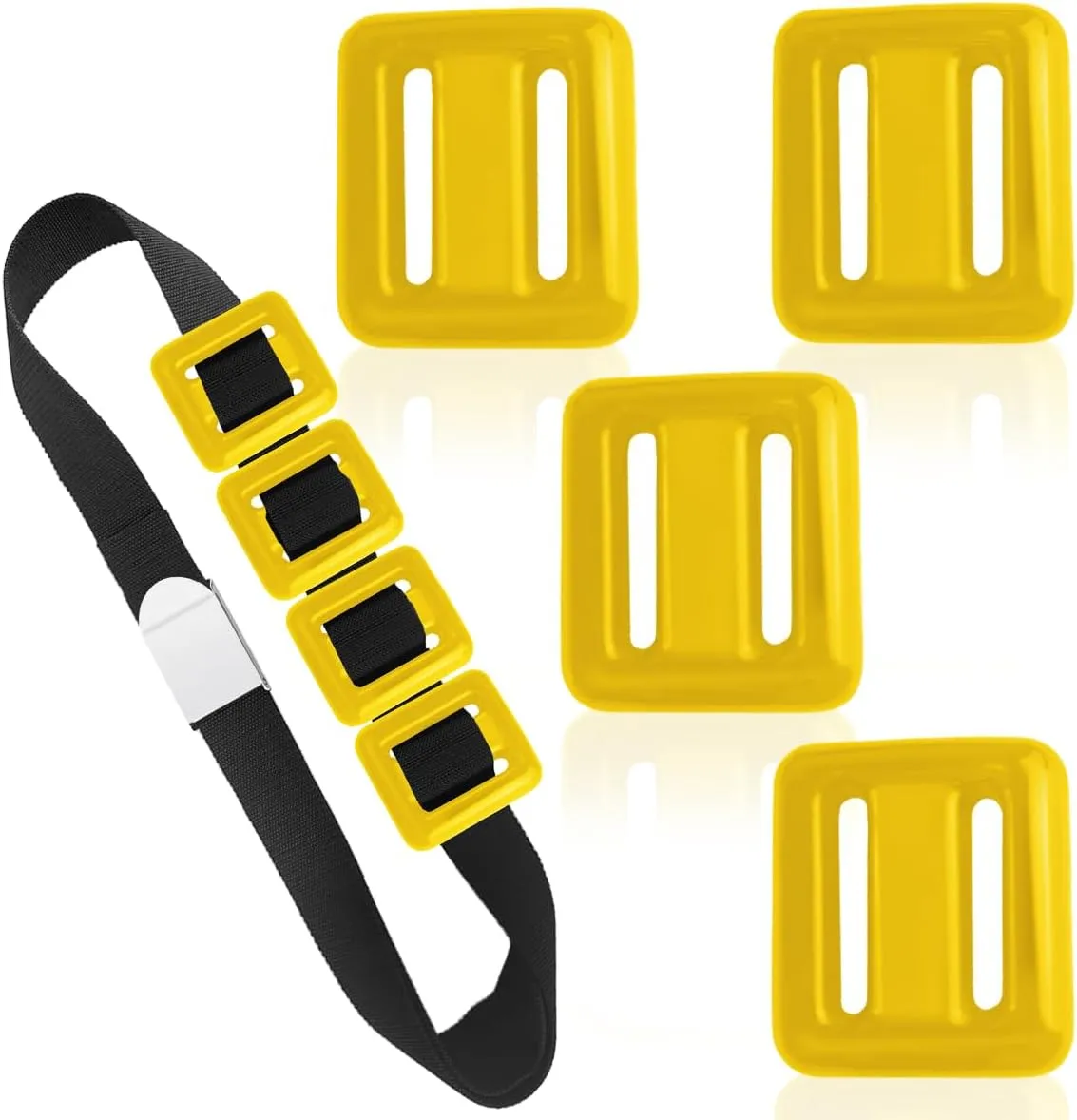 4 Pcs Dive Weights on Nylon Surfaces,Dive Weights with Diving Weight Belt,Coated Diving Weights for Freediving,Spearfishing,Scuba Weight Belt for Waist 32" to 52"