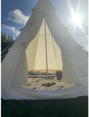 4 Season 9.85ft Glamping Tent Hot Ideal for Family Camping Hiking Canvas with Aluminum Pole