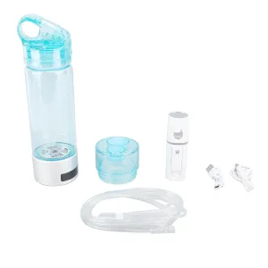 400ml Hydrogen Water Bottle Generator, Electrolyzed Water Maker Cup, Hydrogen Rich Water Ionizer with Hose and Sprayer, Portable Design for Drinking