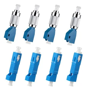4Pcs Singlemode FC Male to LC Female Adapter & 4Pcs SC/UPC Male to LC/UPC Female Adapter Fiber Optic Connector, FTTH Adaptor for Visual Fault Locator 9/125um Optical Adapter for VFL