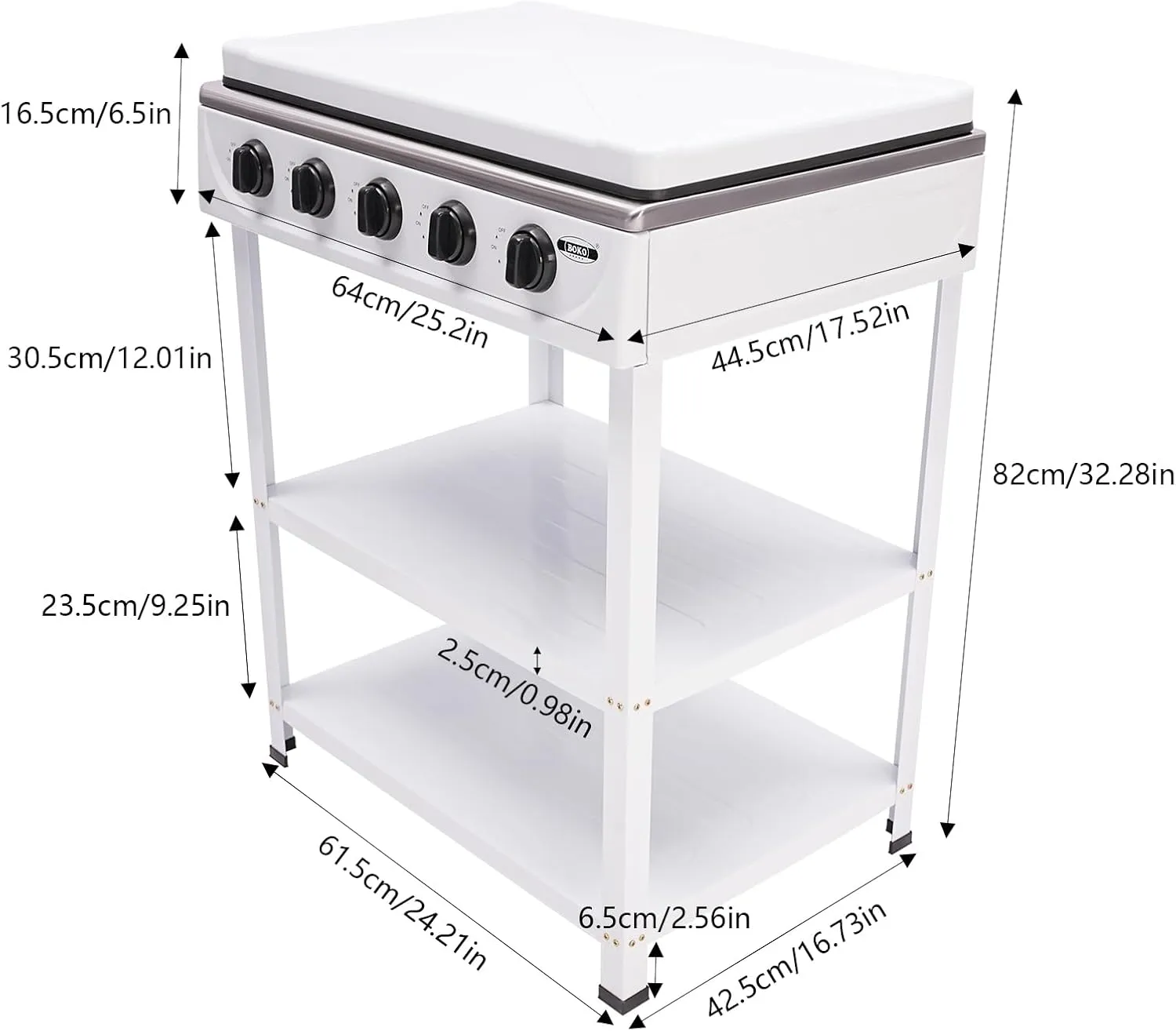 5 Burner Gas Stove Portable Outdoor Stove with Removable Storage Stand, Stainless Steel Propane Gas Cooker with Wind - Blocking Cover and Dustproof Covers for Camping Picnic Home RV Cooking, White