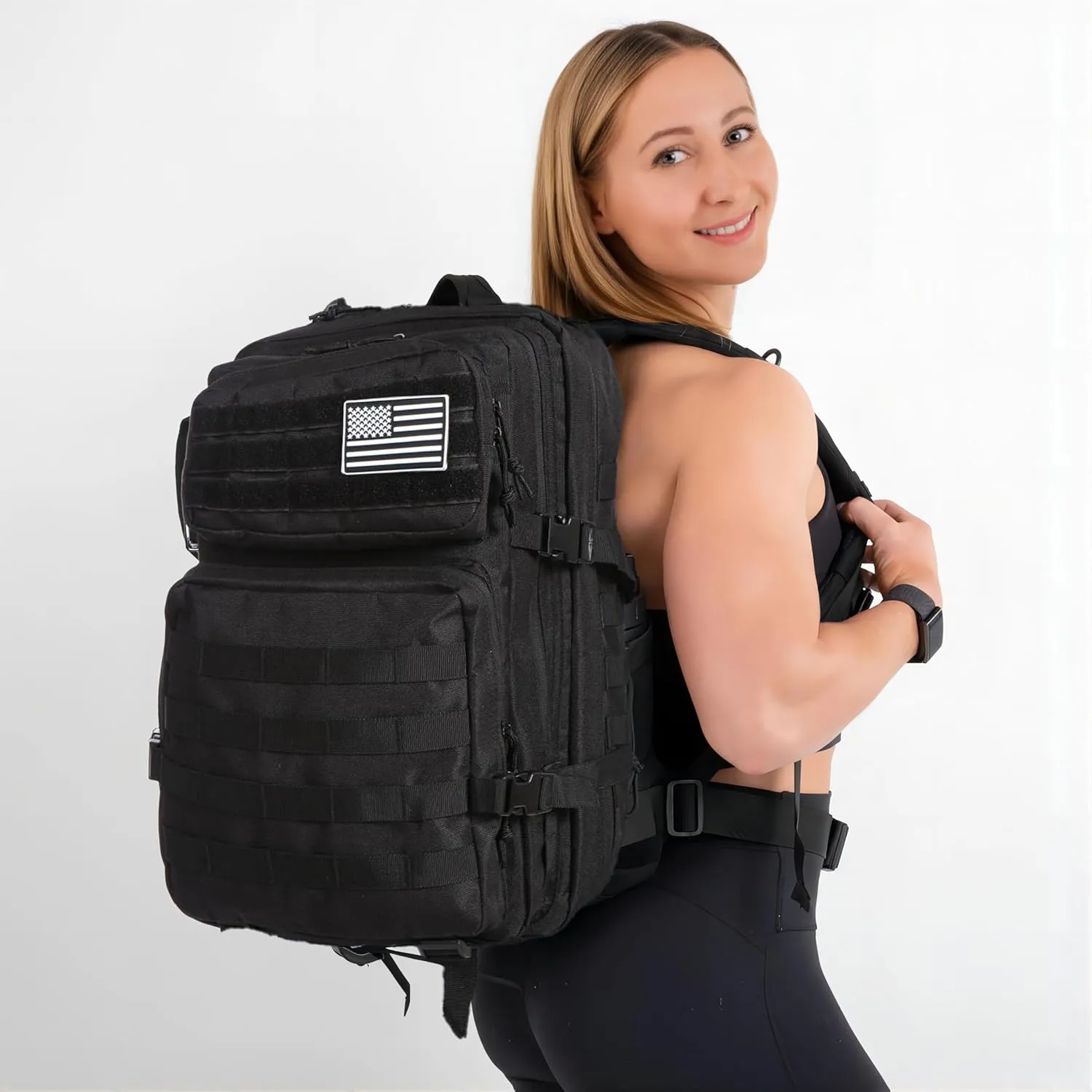 50L Sturdy Waterproof Fishing Hunting Bag Outdoor Military Tactical Sports Fitness Camping Hiking GYM Bag Backpacks (Black)