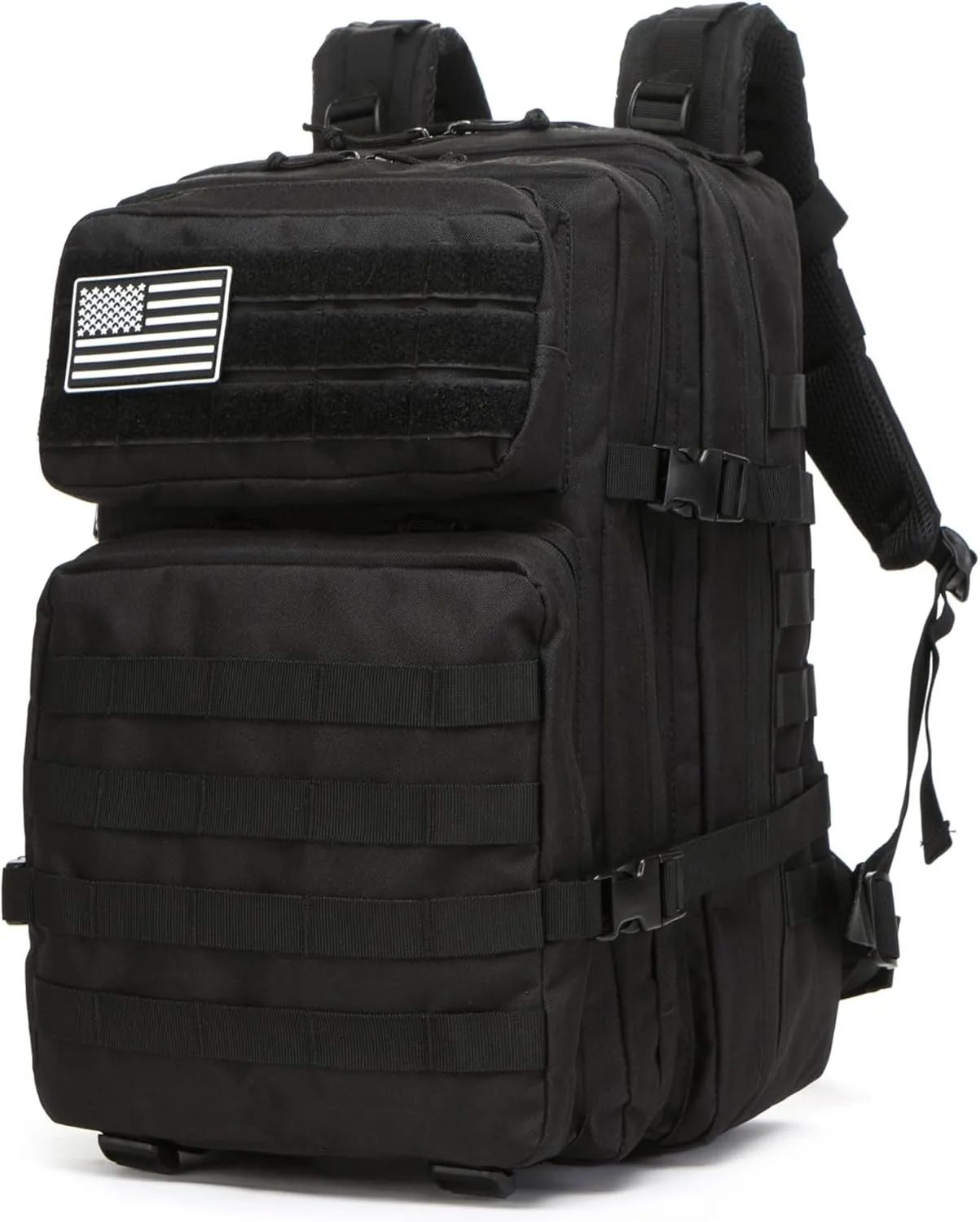 50L Sturdy Waterproof Fishing Hunting Bag Outdoor Military Tactical Sports Fitness Camping Hiking GYM Bag Backpacks (Black)