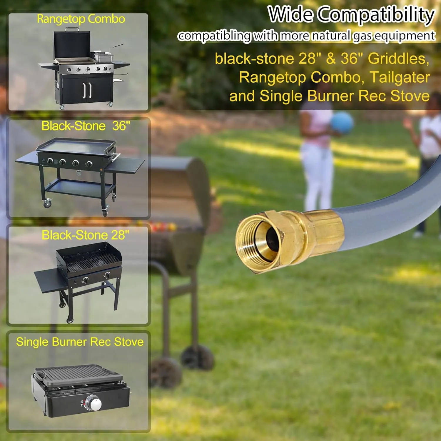 5249 Propane to Natural Gas Conversion Kit, Compatible with Black-Stone 28" & 36" Griddles, Rangetop Combo, Tailgater & Single Burner Rec Stove - 10FT Hose and 3/8 in Quick Connect for Grill, BBQ