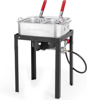 58,000 BTU Outdoor Fryer, 18 Qt. Deep Fryer Pot and 2 Inner Baskets, Ideal for Frying Fish, Chicken Wings, French Fries