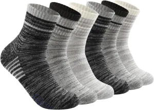 6 Pairs Men's Hiking Socks - Lightweight Cushioned Moisture Wicking Quarter Crew Socks