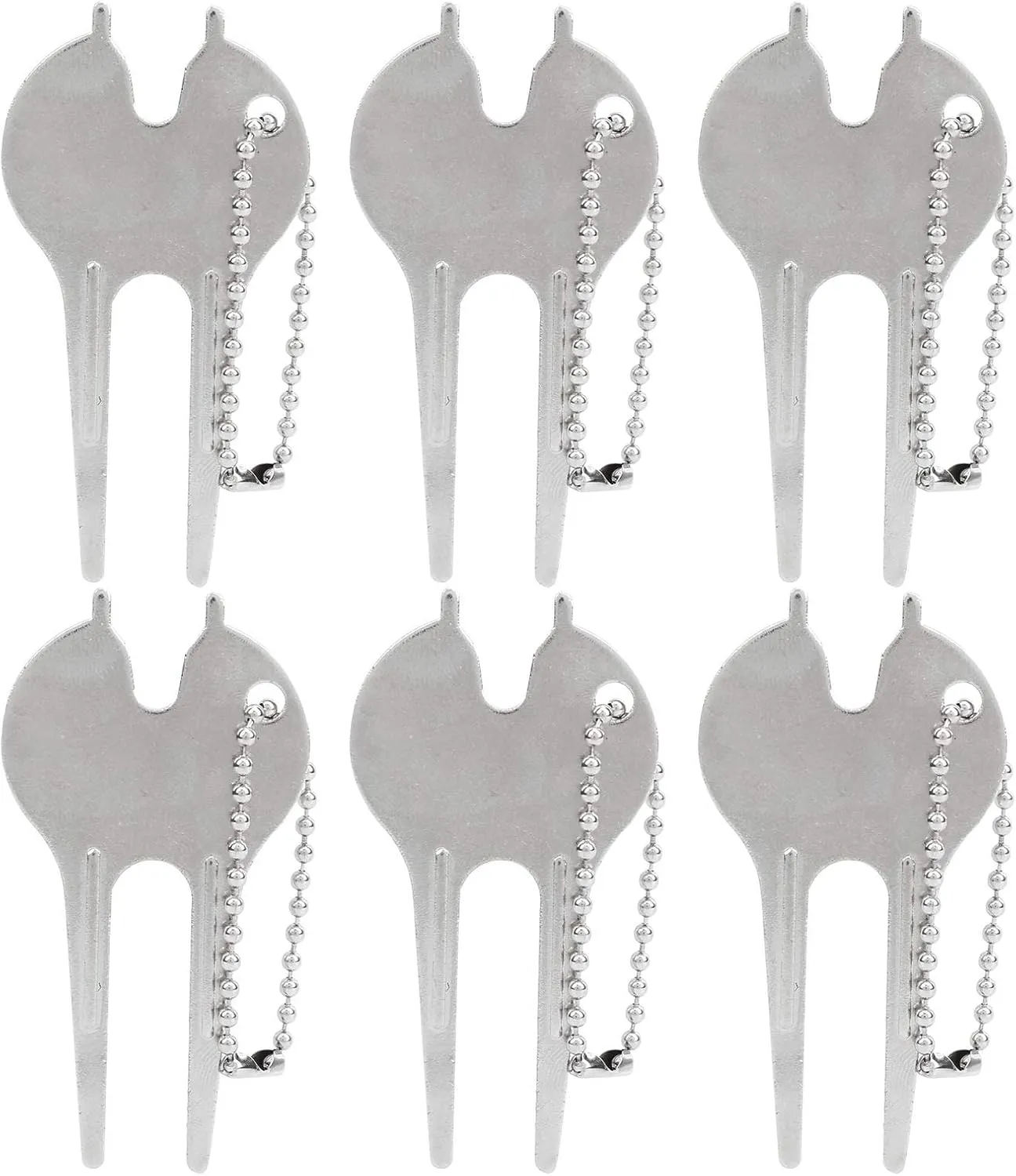 6 Pcs Green Divot Tool, Portable Zinc Alloy Green Fork Lawn Repair Fork Accessory, Lawn Repairing Fork Ball Marker, for Golfers Prizes