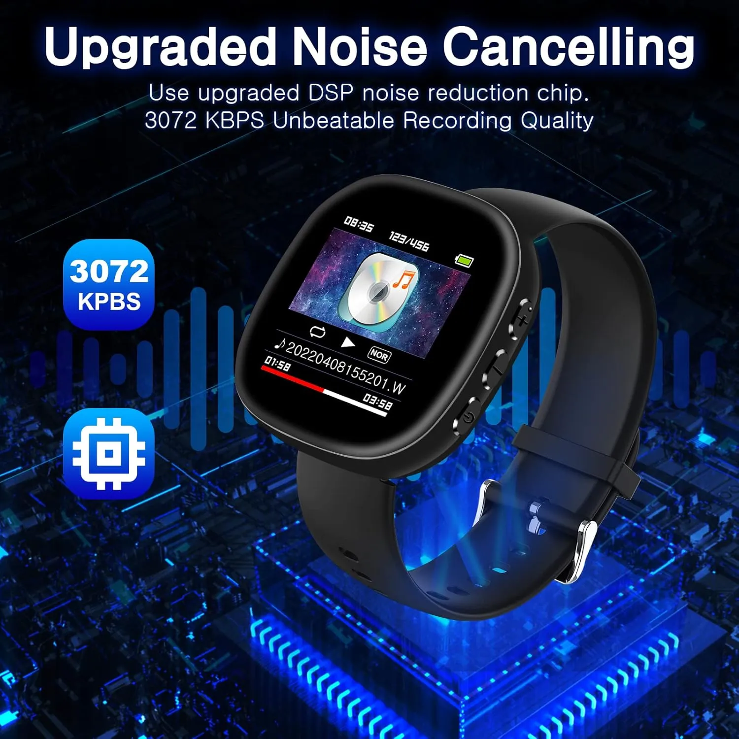 64GB Voice Recorder, Digital Screen Audio Voice Activated Recorder with Playback 50H Continuous Recording Battery Time, MP3 Records for Lectures, Meetings, Interviews