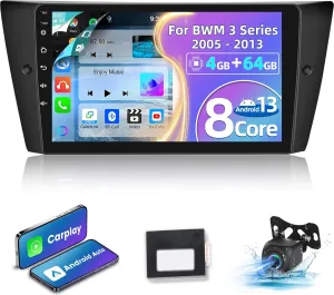 [8-Core 4 64G] Android 13 Stereo for BMW 3 Series E90 E91 E92 E93 2005-2012 - 9 Inch IPS Touchscreen DSP Audio - Wireless Carplay & Android Auto, GPS, WiFi, EQ, Custom Homepage   AHD Backup Camera