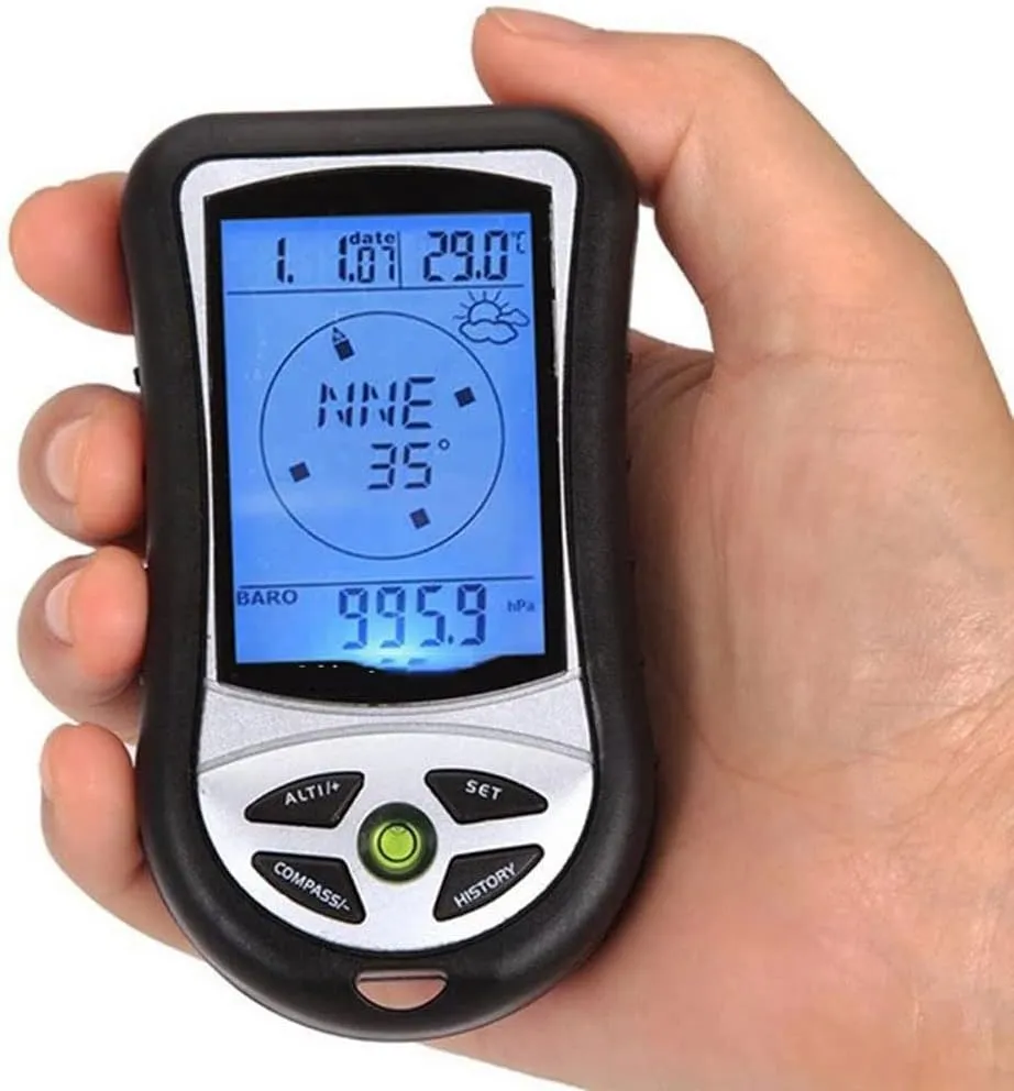8 in 1 Handheld Electronic Navigation GPS Compass Altitude Gauge Thermometer Outdoor Fishing Barometer Without Batteries