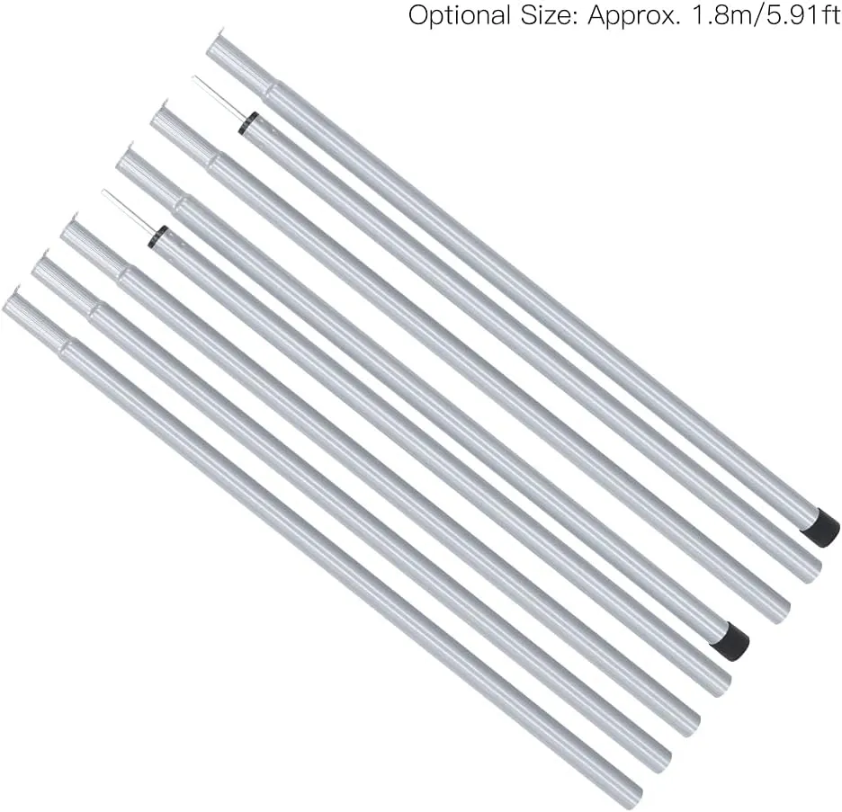 8PCS Adjustable Awning Rod, Canopy Awning Shelter Support Stick Rod Folding Outdoor Sand Beach Tent Support Rod Accessories for Camping Outdoor (1.8M)