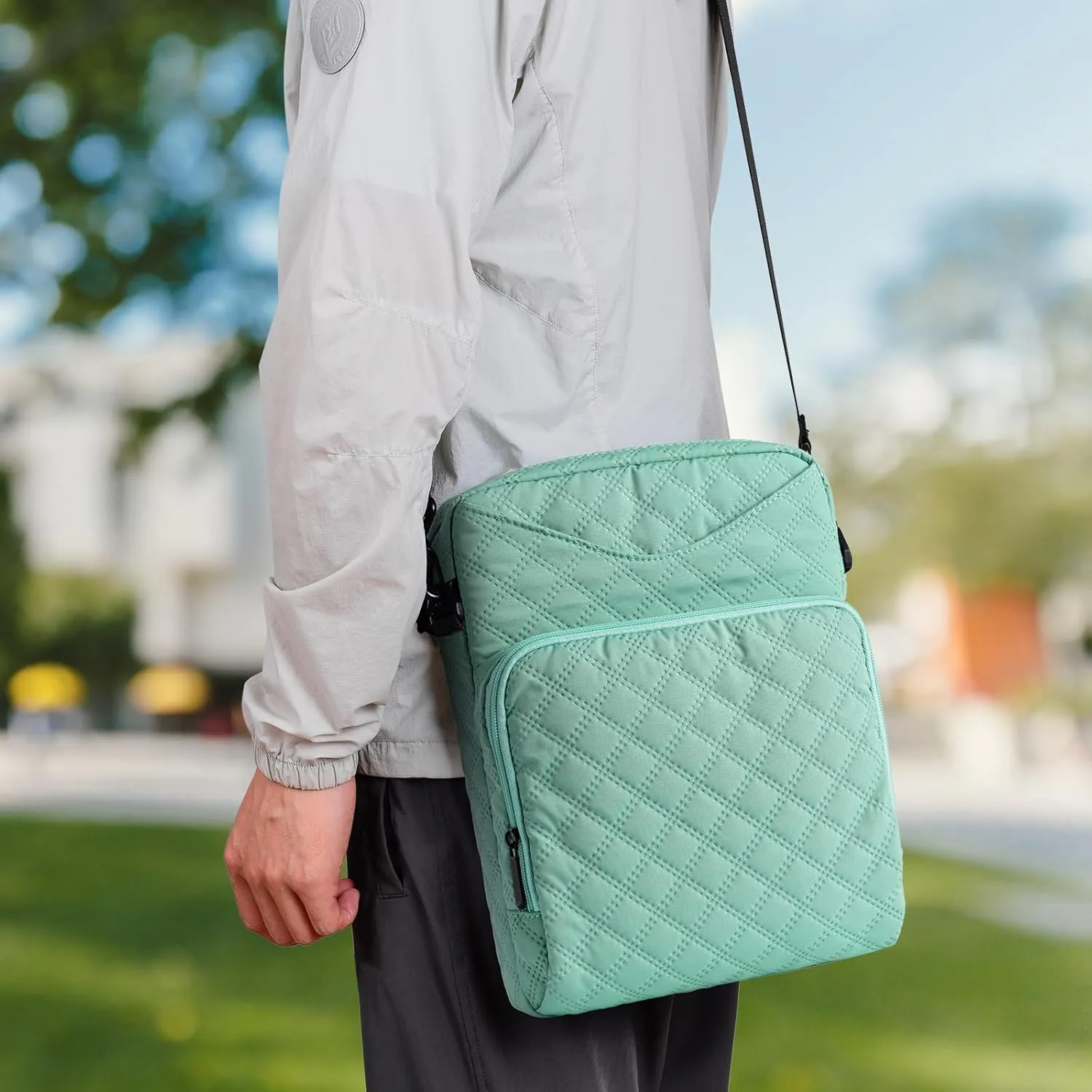9-11 Inch Tablet Sleeve Bag, Padded Travel Carrying Case for iPad Pro 11-in (M4), iPad 10.9 (10th Gen), iPad Air 11-in (M2), Galaxy Tab S9/S8, with Shoulder Strap (Mint Green)