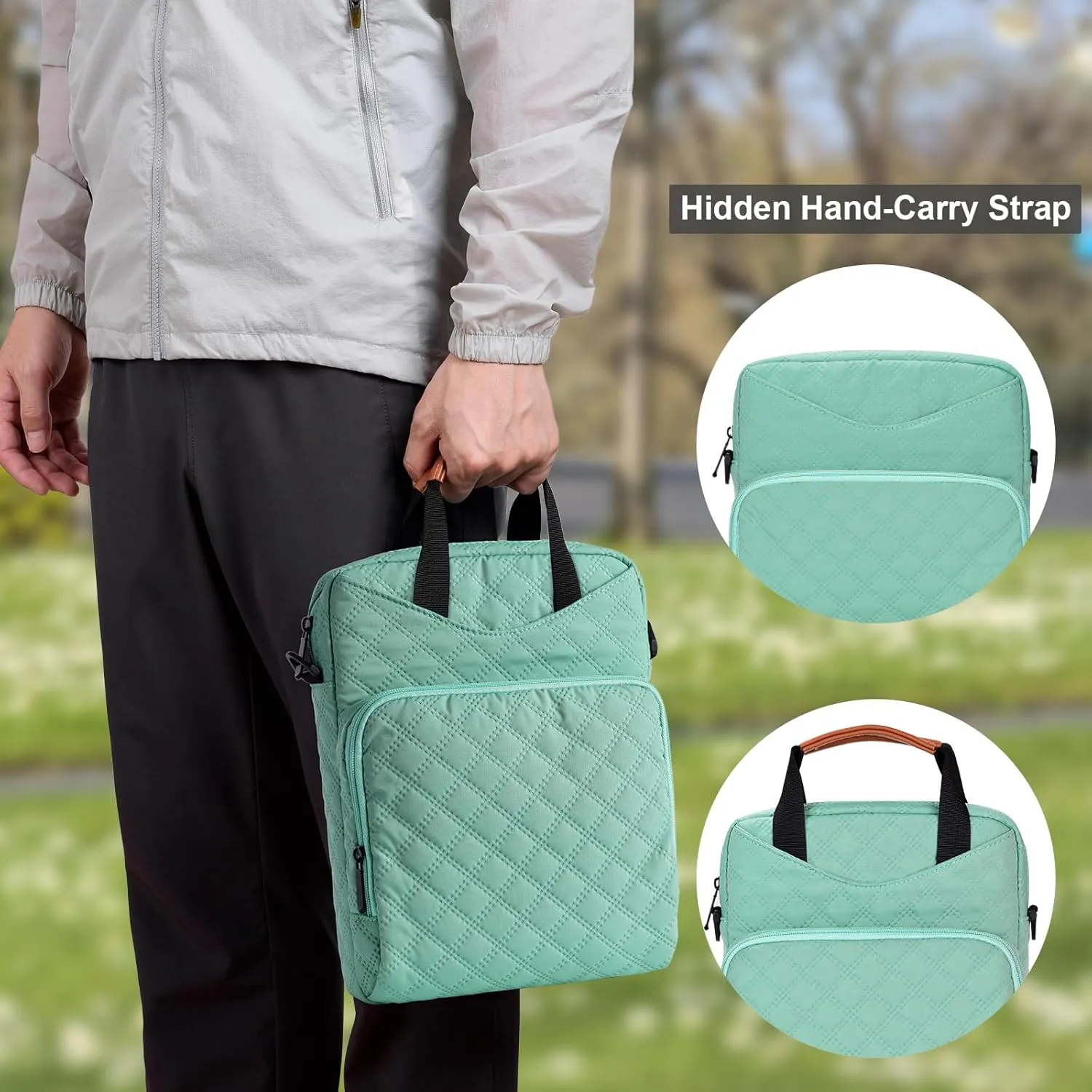 9-11 Inch Tablet Sleeve Bag, Padded Travel Carrying Case for iPad Pro 11-in (M4), iPad 10.9 (10th Gen), iPad Air 11-in (M2), Galaxy Tab S9/S8, with Shoulder Strap (Mint Green)