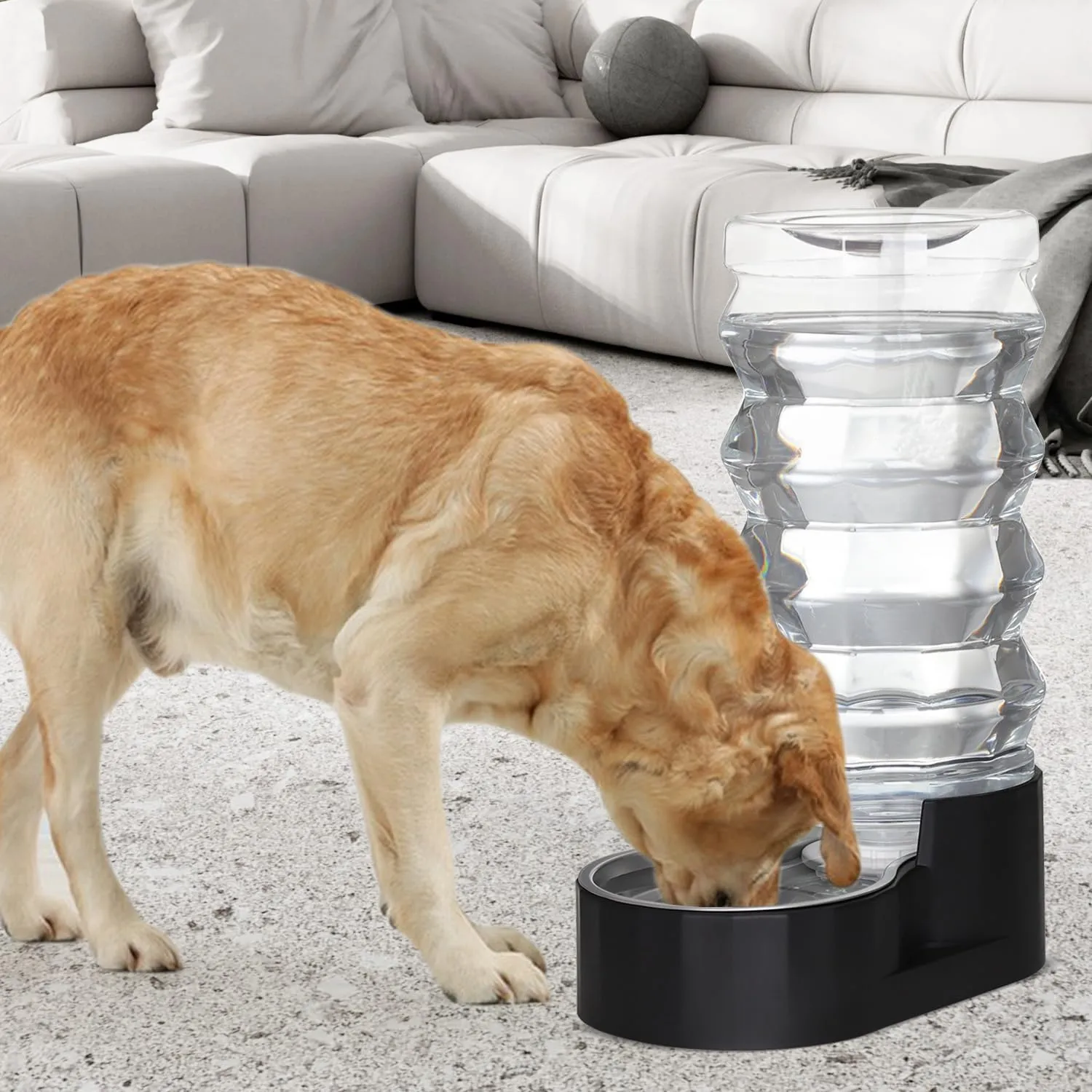 9L Automatic Pet Waterer, 100% BPA Free, Stainless Steel Gravity Feeder, Convenient Drinking Water Dispenser Designed for Dogs and Cats (Black, 9L)