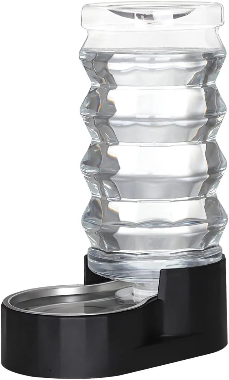 9L Automatic Pet Waterer, 100% BPA Free, Stainless Steel Gravity Feeder, Convenient Drinking Water Dispenser Designed for Dogs and Cats (Black, 9L)