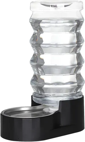 9L Automatic Pet Waterer, 100% BPA Free, Stainless Steel Gravity Feeder, Convenient Drinking Water Dispenser Designed for Dogs and Cats (Black, 9L)