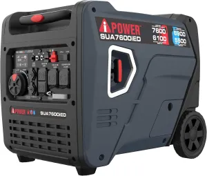 A-iPower 7600W Dual Fuel Portable Inverter Generator, Electric Start RV Ready, EPA & CARB Compliant CO Sensor, With Telescopic Handle For Backup Home Use, Tailgating & Camping (SUA7600iED)