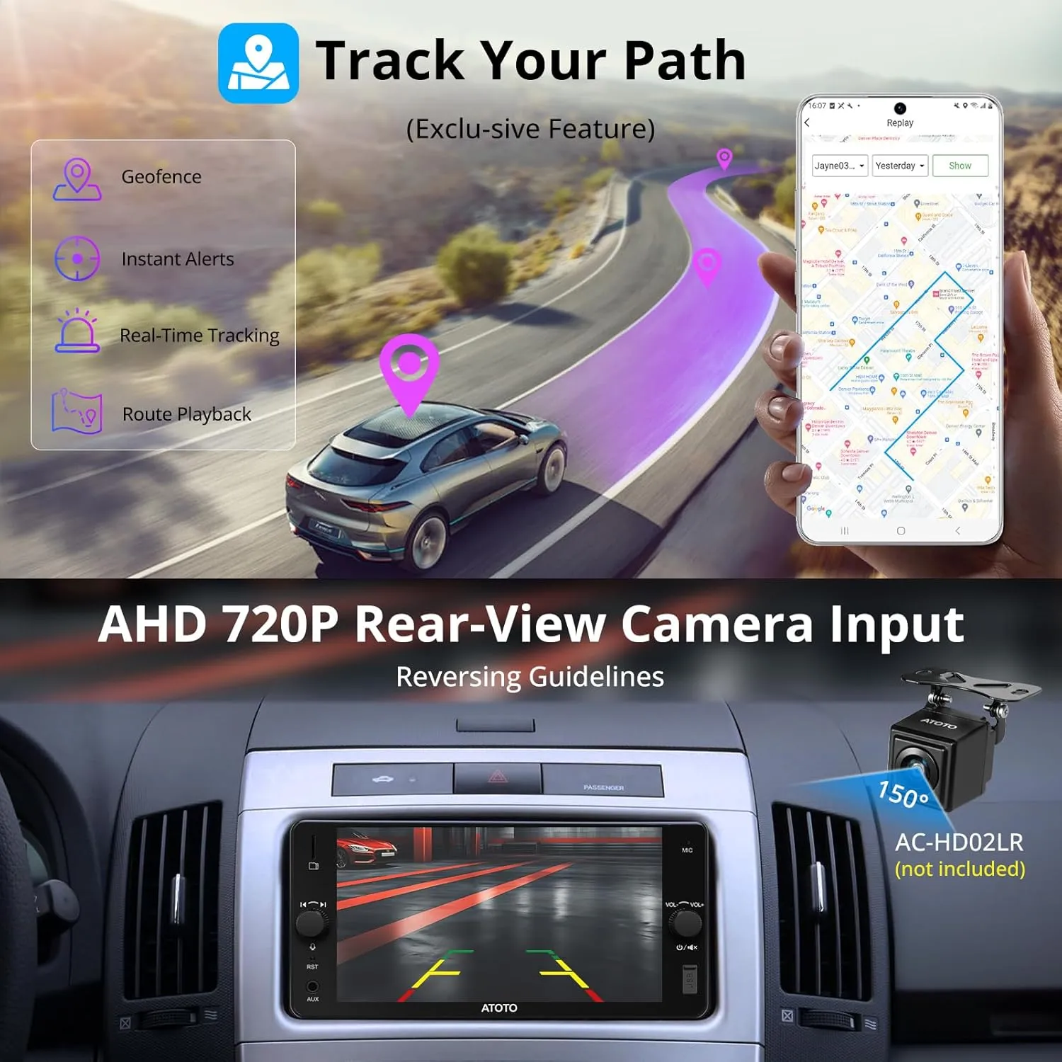 A5L 7" Double Din Car Stereo with Wireless CarPlay & Android Auto Compatible with Toyota, Touchscreen car Radio, Wi-Fi/BT Tethering, 24 Band EQ DSP, Bluetooth, Mirror Link,FM/AUX/TF