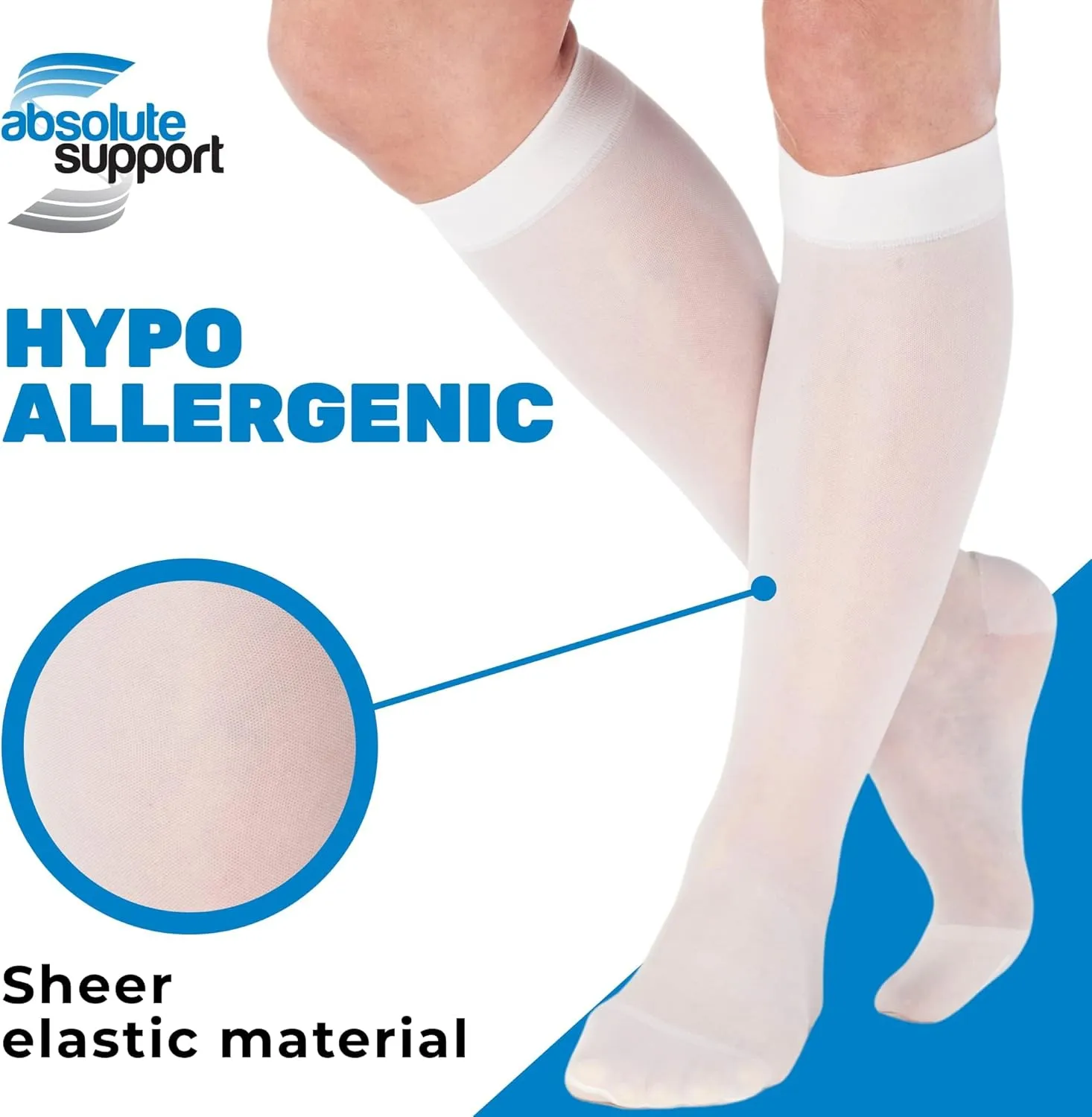 ABSOLUTE SUPPORT Made in USA - Sheer Compression Socks for Women 15-20 mmHg - Support Hose Knee High Stockings - A101