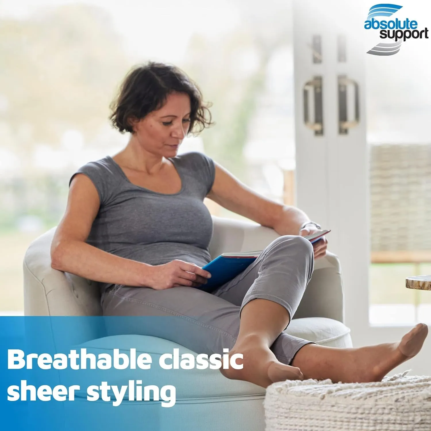 ABSOLUTE SUPPORT Made in USA - Sheer Compression Socks for Women 15-20 mmHg - Support Hose Knee High Stockings - A101