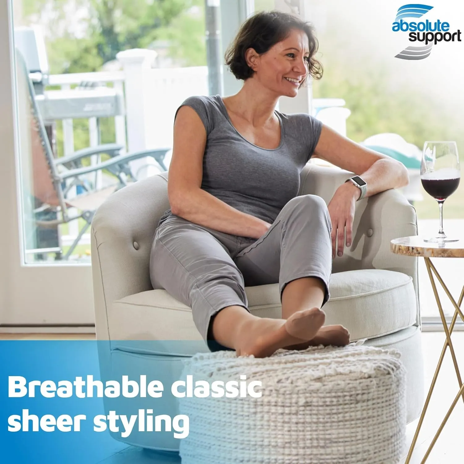 ABSOLUTE SUPPORT Made in USA - Sheer Compression Socks for Women 15-20 mmHg - Support Hose Knee High Stockings - A101