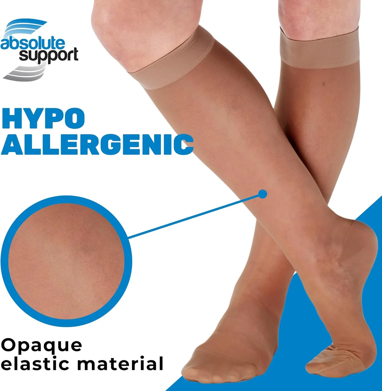 ABSOLUTE SUPPORT Made in USA - Sheer Compression Socks for Women 15-20 mmHg - Support Hose Knee High Stockings - A101