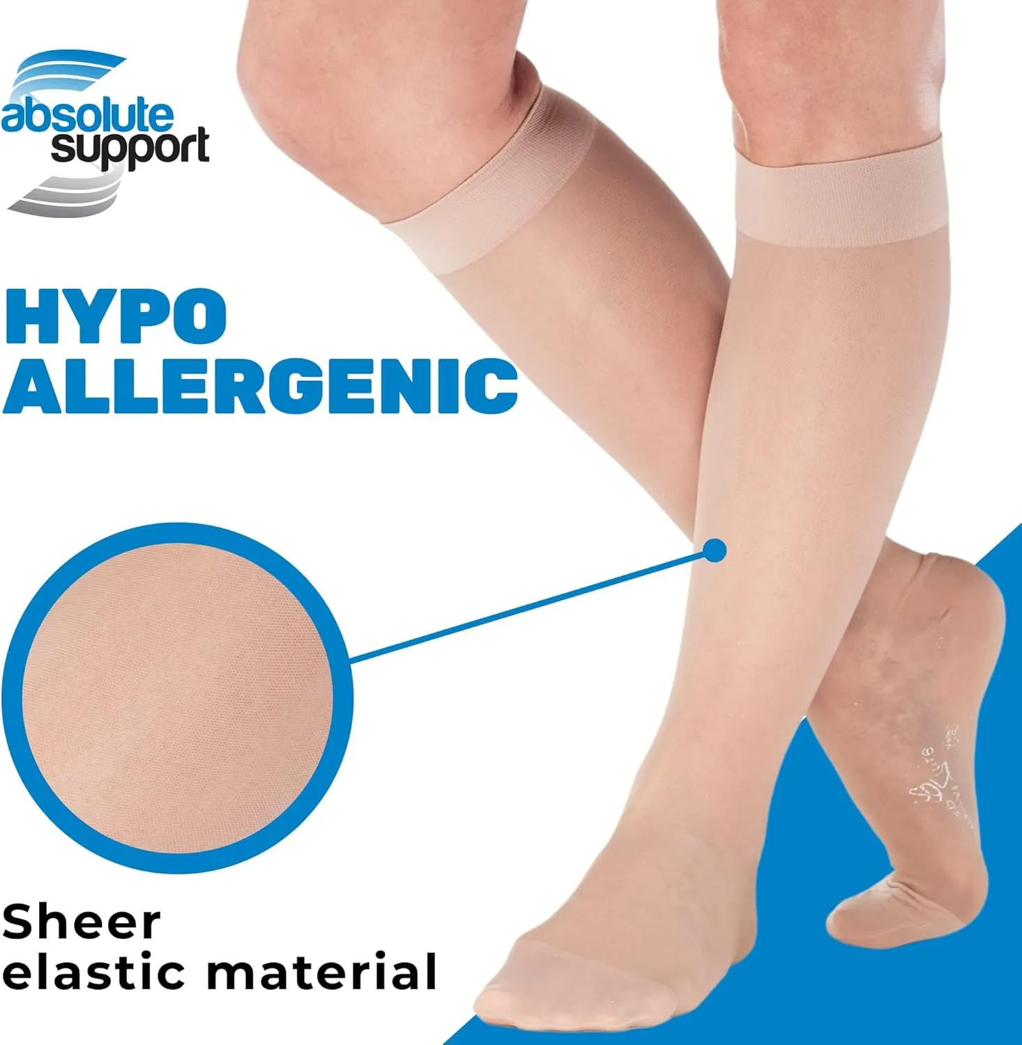 ABSOLUTE SUPPORT Made in USA - Sheer Compression Socks for Women 15-20 mmHg - Support Hose Knee High Stockings - A101