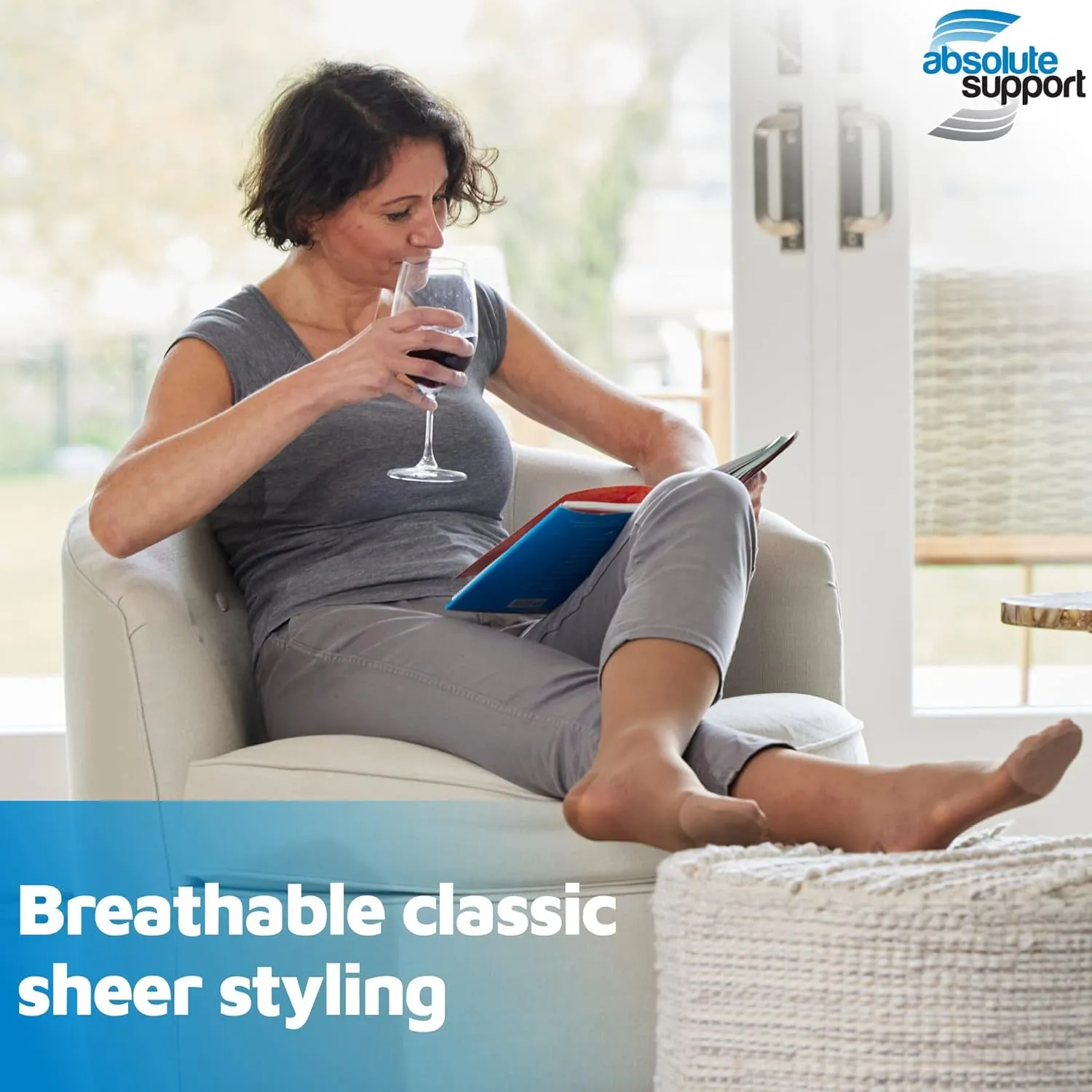ABSOLUTE SUPPORT Made in USA - Sheer Compression Socks for Women 15-20 mmHg - Support Hose Knee High Stockings - A101