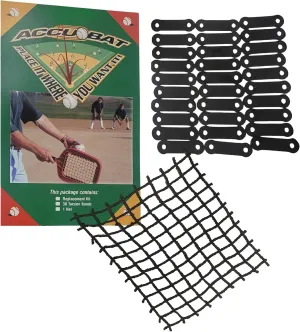 Accubat Fungo Racket Replacement Kit with Instructions - Complete Baseball Racquet Restoration Set with Net & 30 Torsion Bands - USA-Made Parts
