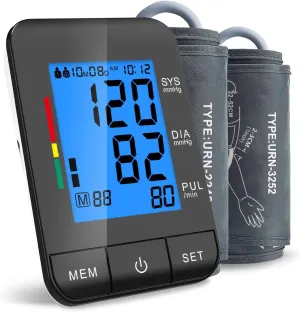 Accurate Digital BP Machine - Automatic Blood Pressure Monitor with XL Cuff (13-21") & M/L Cuff (9-17") for Big/Medium Arms, Large Backlit LCD Display, 360° Adjustable & Portable for Adults