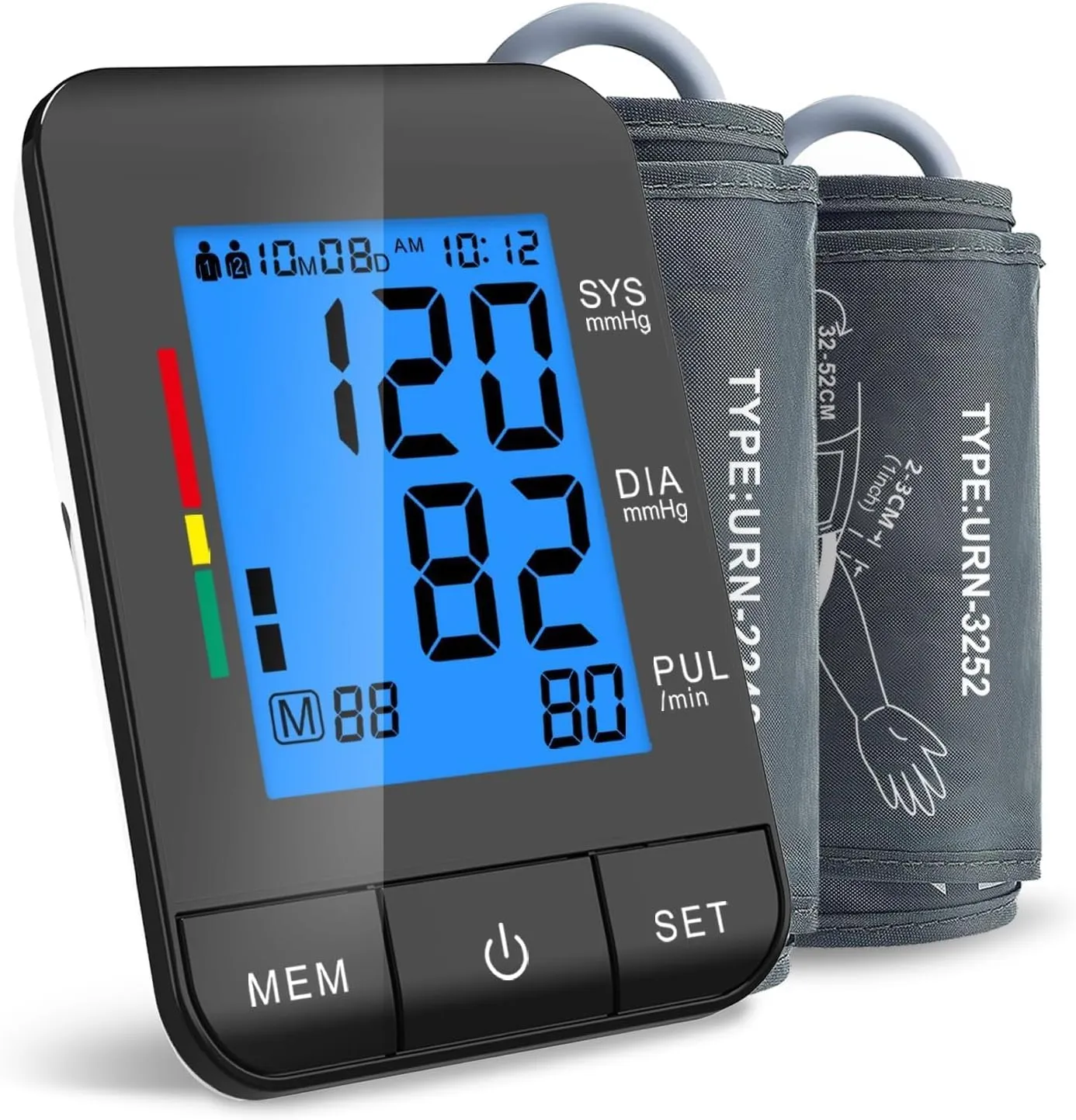 Accurate Digital BP Machine - Automatic Blood Pressure Monitor with XL Cuff (13-21") & M/L Cuff (9-17") for Big/Medium Arms, Large Backlit LCD Display, 360° Adjustable & Portable for Adults