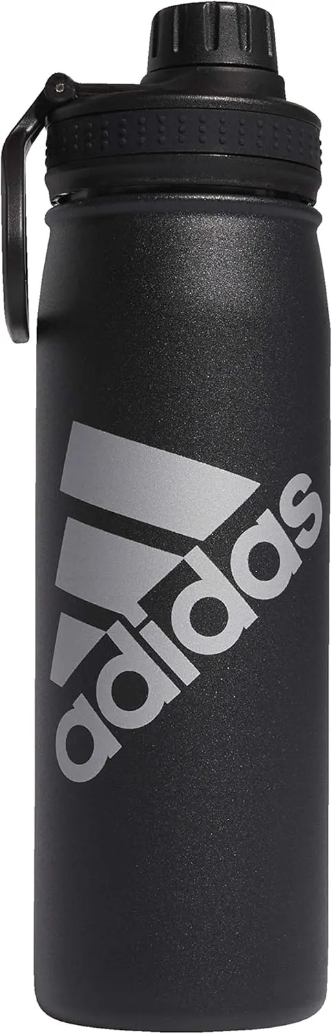 adidas 20 oz Stainless Steel Water Bottle, Insulated Double-Walled 18/8 Metal, Men, Women, Girls and Boys