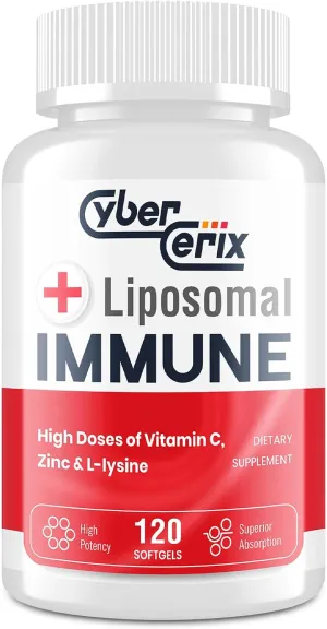 Advanced Liposomal Immune Supplement, Complex with L-Lysine 1,500mg, Vitamins, Minerals & Herbal Extracts, Comprehensive Daily Wellness Blend for Men & Women - 120 Capsules