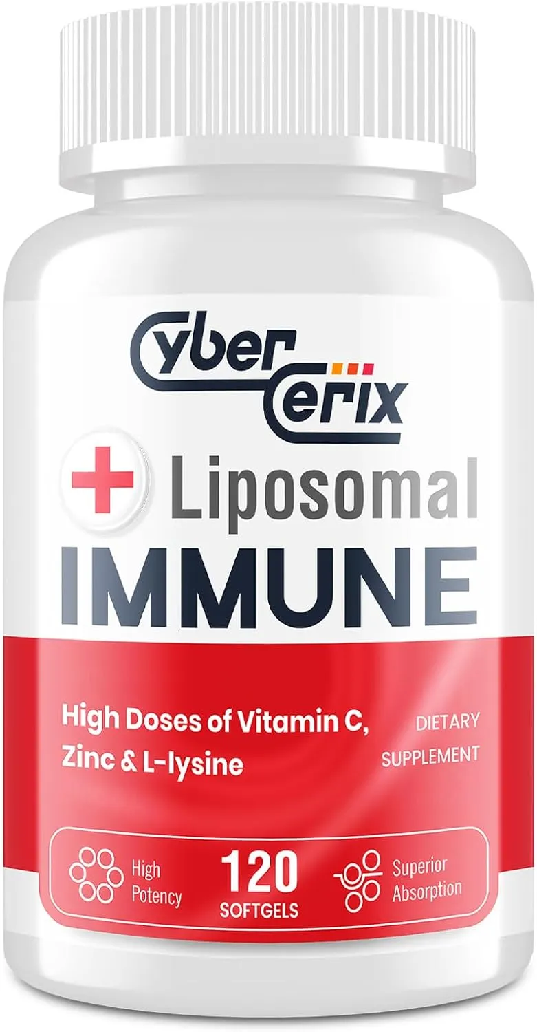 Advanced Liposomal Immune Supplement, Complex with L-Lysine 1,500mg, Vitamins, Minerals & Herbal Extracts, Comprehensive Daily Wellness Blend for Men & Women - 120 Capsules