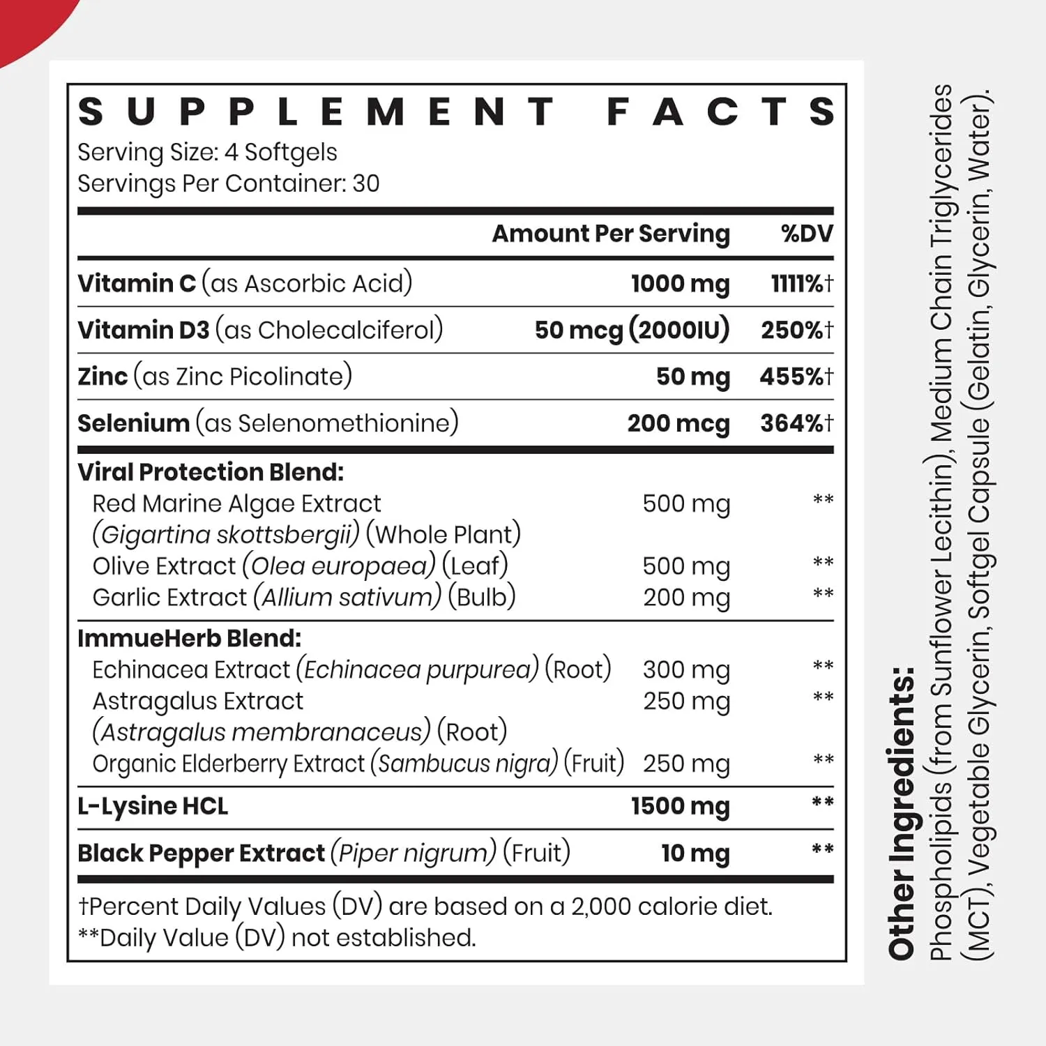 Advanced Liposomal Immune Supplement, Complex with L-Lysine 1,500mg, Vitamins, Minerals & Herbal Extracts, Comprehensive Daily Wellness Blend for Men & Women - 120 Capsules
