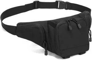 AIIHUA Tactical Fanny Pack for Concealed Carry Hip bag for men EDC Waterproof Waist Pack Fits Full Size Pistols (Glock 17/Sig P320/1911) & Outdoor Gear Waist Bag cobra bag (Black)