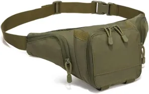 AIIHUA Tactical Fanny Pack for Concealed Carry Hip bag for men EDC Waterproof Waist Pack Fits Full Size Pistols (Glock 17/Sig P320/1911) & Outdoor Gear Waist Bag cobra bag (Green)