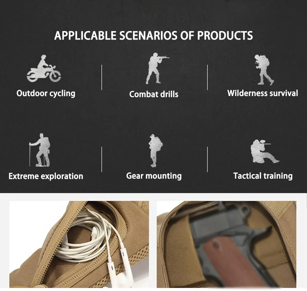 AIIHUA Tactical Fanny Pack for Concealed Carry Hip bag for men EDC Waterproof Waist Pack Fits Full Size Pistols (Glock 17/Sig P320/1911) & Outdoor Gear Waist Bag cobra bag (Khaki)