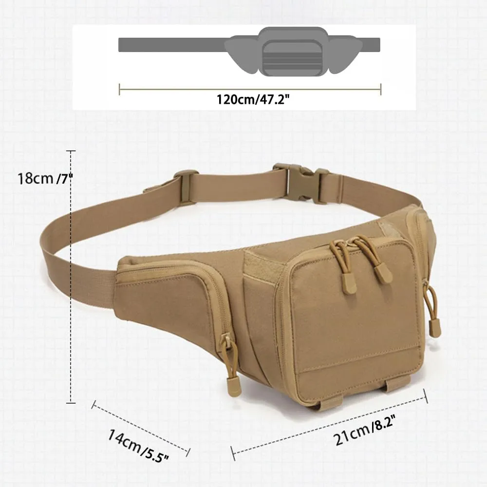 AIIHUA Tactical Fanny Pack for Concealed Carry Hip bag for men EDC Waterproof Waist Pack Fits Full Size Pistols (Glock 17/Sig P320/1911) & Outdoor Gear Waist Bag cobra bag (Khaki)